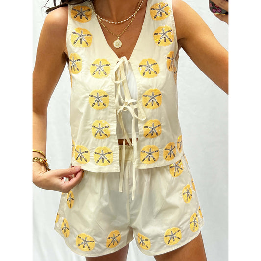 Queen of Sparkles -  Sand Dollar Cotton Shorts 25211 - Beige - SALE