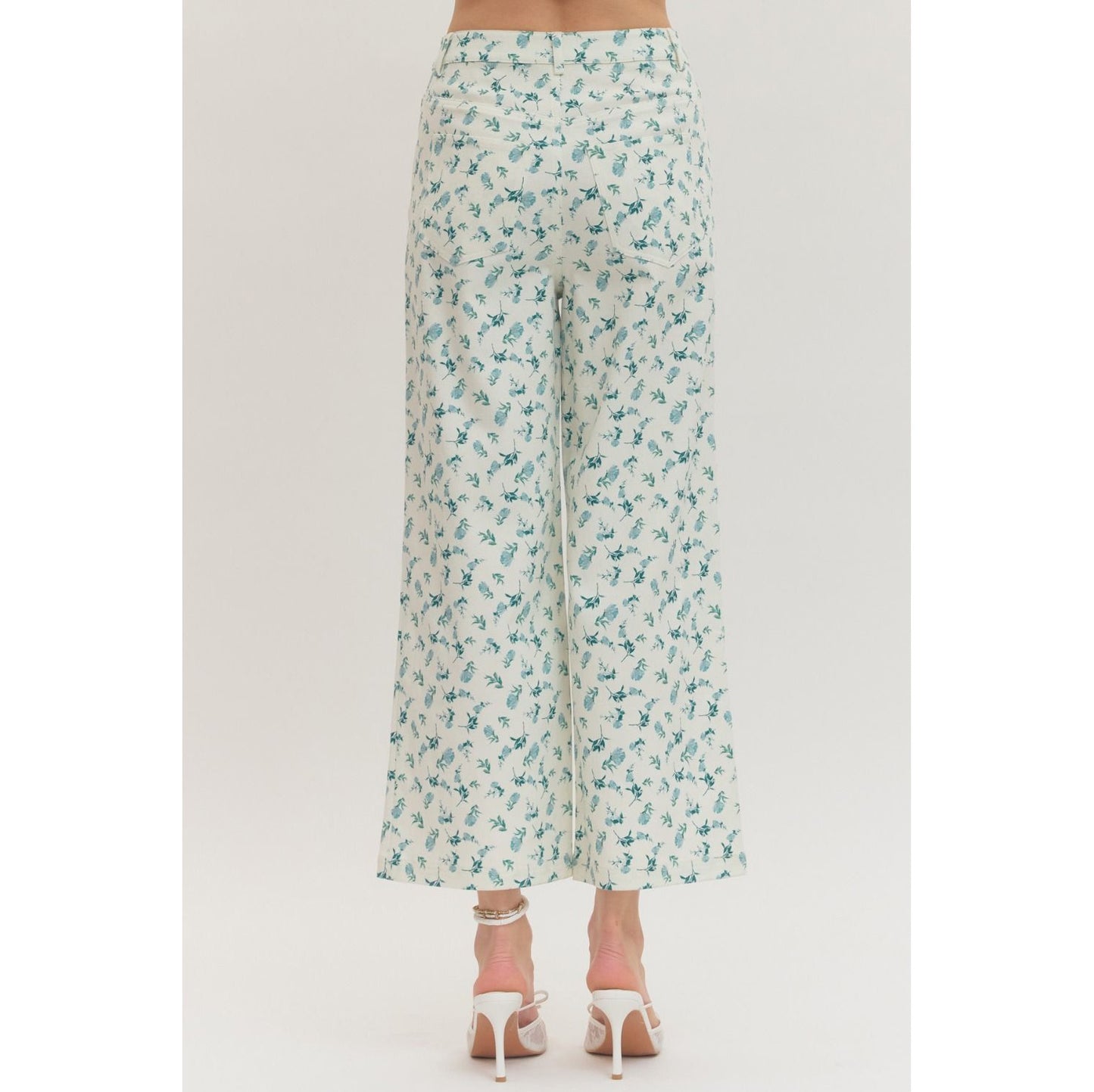 Botanical Print Wide Leg Pants – Front Pleat Detail 0950