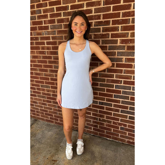 Rae Mode - Butter, Yoga Fabric, Active Romper Tennis Dress 5046 - Pastel Blue