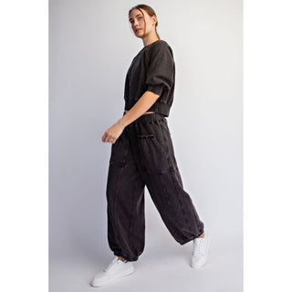 Mineral Washed Cotton Statement Set 0046 - Black