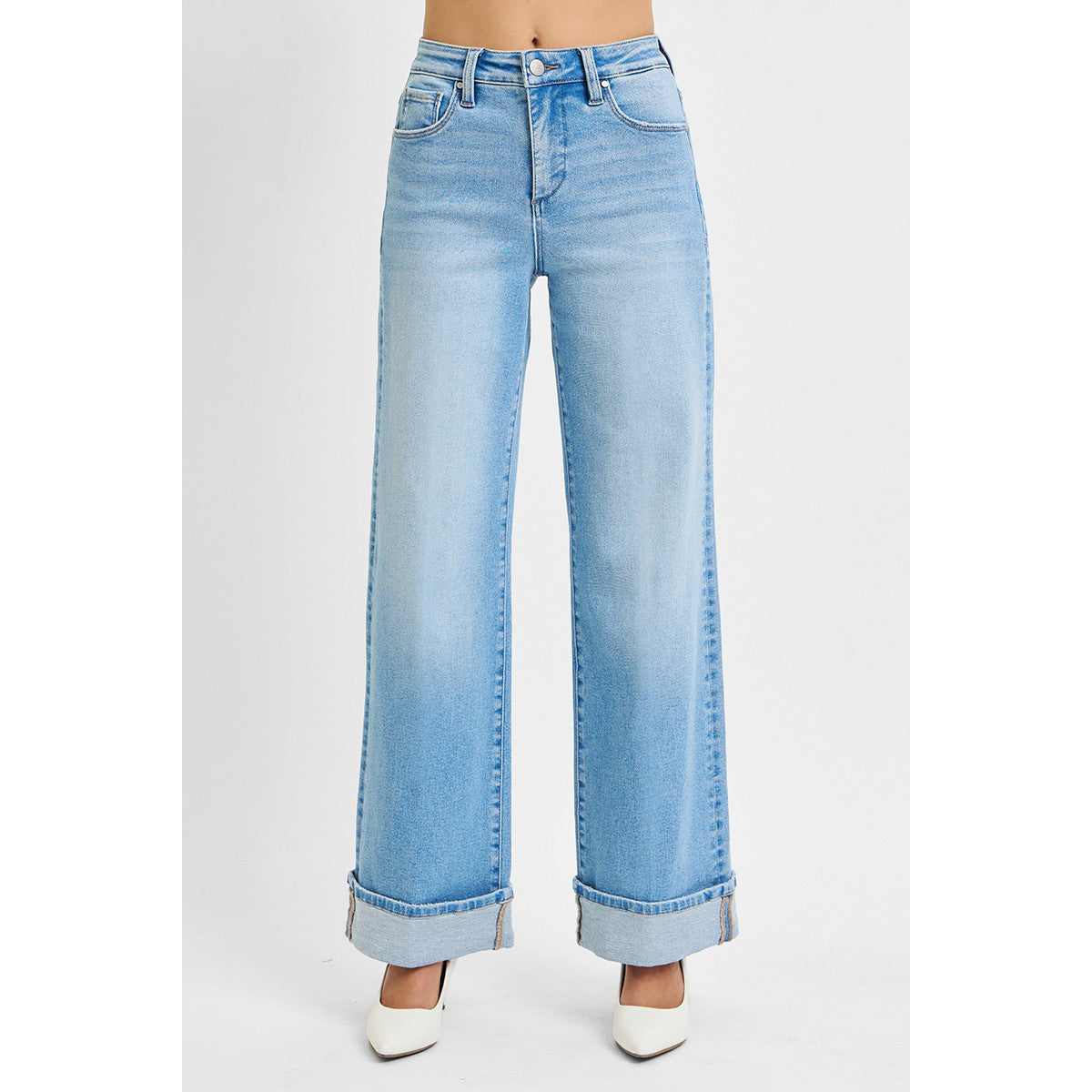 Risen - Tummy Control High Rise Long Inseam Wide Cuffed 1046 - Light