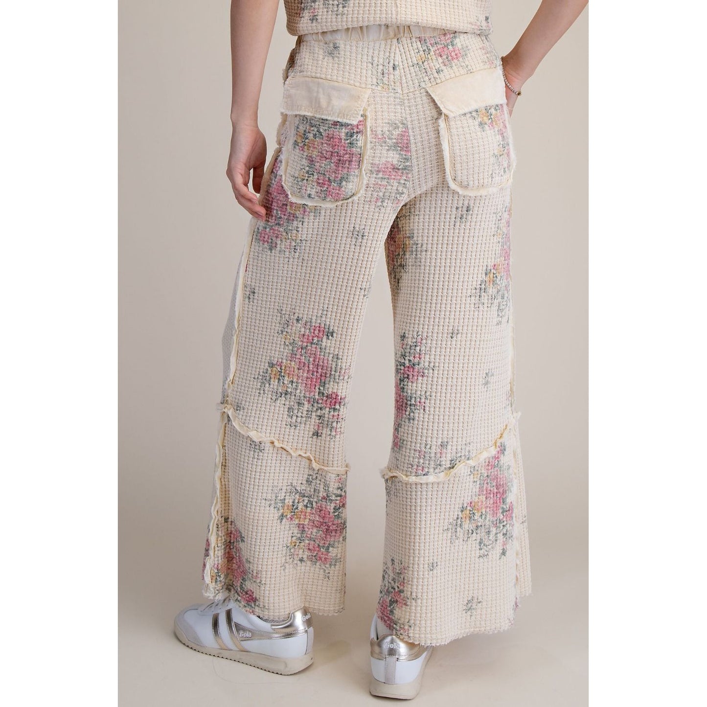 Vintage Floral Waffle Knit Lounge Set 1903/0221 - Natural