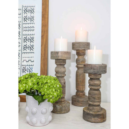 Mud Pie - Chunky Wood Candlesticks