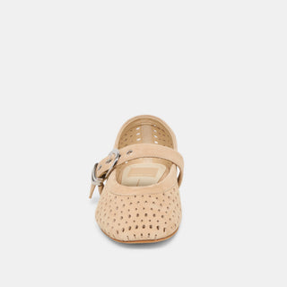 Dolce Vita MIKEL Perforated Suede Ballet Flats Shoe– Camel