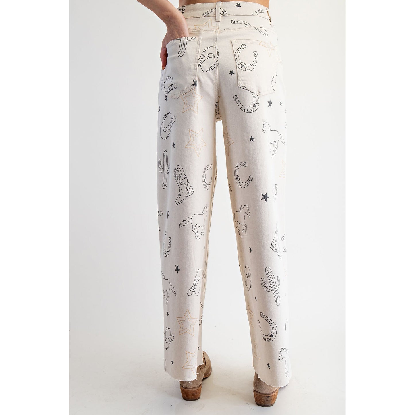 Easel - Western Printed Stretch Twill Pants 6764 - Latte