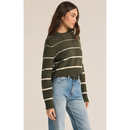 Z Supply - Milan, Striped Sweater 3881 - Olive