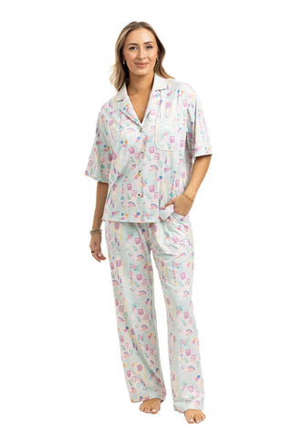Mahjong Pieces Pajama Pants Set - Mint