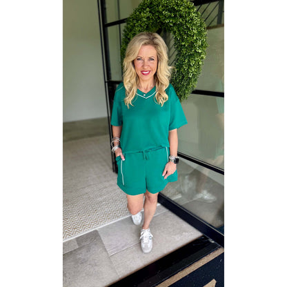 Rae Mode - Scuba Modal, Active Inspired,Shorts Sleeve Top & Shorts Set 0088 / 6498 - Kelly Green