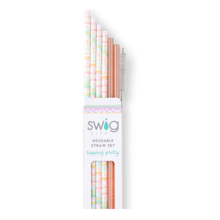 Swig - Reusable Straws Bunny Trail + Peach Glitter Tall Straw Set