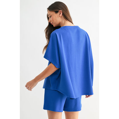 Luxe Sand Wash Rib Dolman Set 5857 / 5418 – Dark Indigo