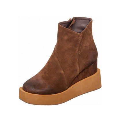 Antelope - U64 - Urban - Suede Platform Ankle Boots Side Zip - Chocolate Suede. - SALE