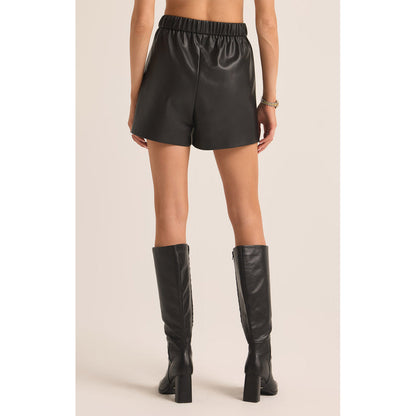 Z Supply - Tia, Faux Leather Shorts 3912 - Black