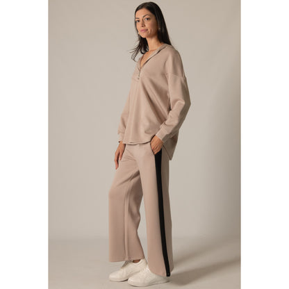 BYC - Butter Modal Side Stripe Wide Leg Pants 0028 - Taupe