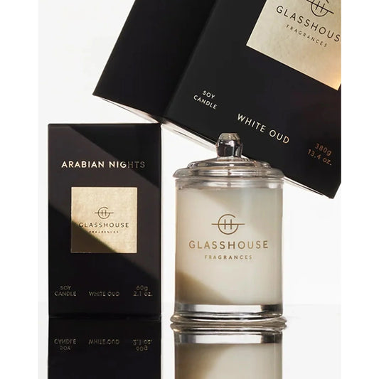 Glasshouse Fragrances - Arabian Nights White Oud Soy Candle
