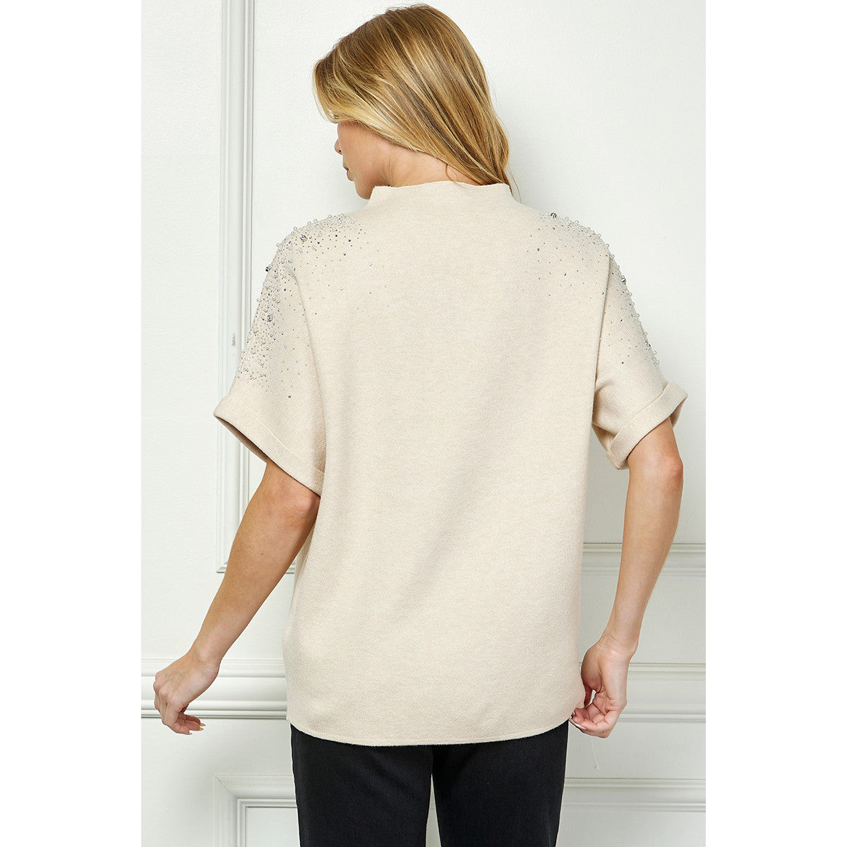 SAB - Embellished Short-sleeve Top 6048 - Cream
