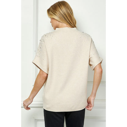 SAB - Embellished Short-sleeve Top 6048 - Cream