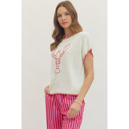 Entro - Embroidered ‘Lobster’ top 9853 - Cream
