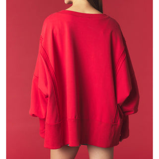Tweed Christmas Patch Sweatshirt 1218 – Red