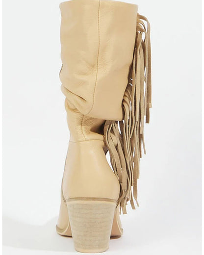 Matisse - Mid-Calf Western Inspired Boot - Natural -
