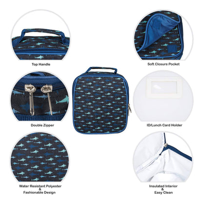 Shark Pattern Backpack & Lunchbag Set - SALE