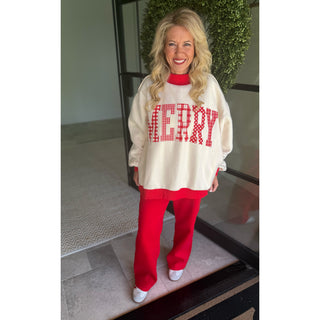 Wide-Leg Sweat Pants 5875 – Red