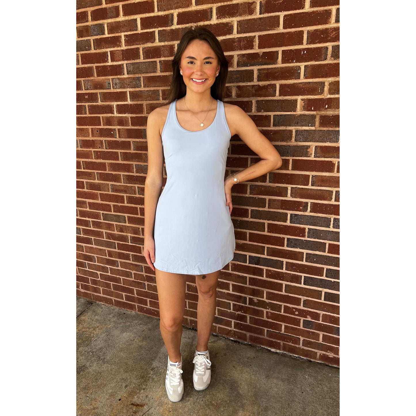 Rae Mode - Butter, Yoga Fabric, Active Romper Tennis Dress 5046 - Pastel Blue