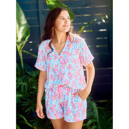 MS - Women's Charlotte Shorts Set - Hibiscus Harmony White *
