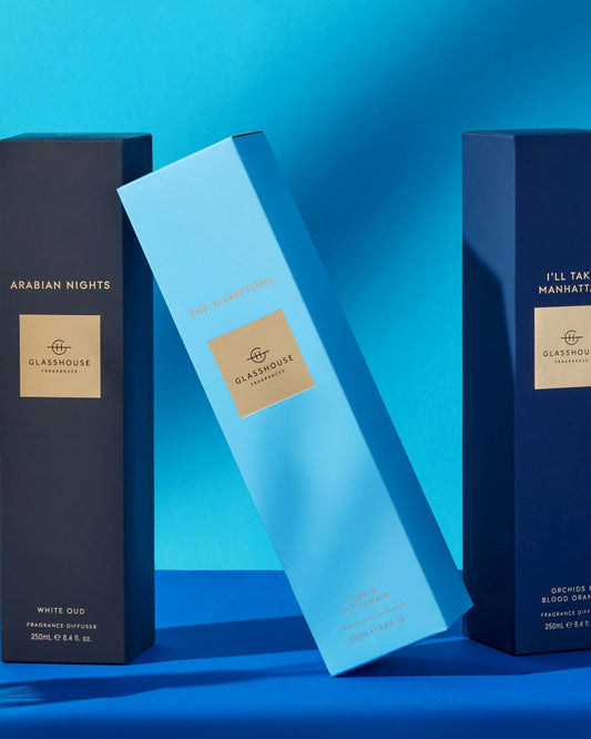 Glasshouse Fragrances - The Hamptons Candle | Teak & Petitgrain - fragrance diffuser