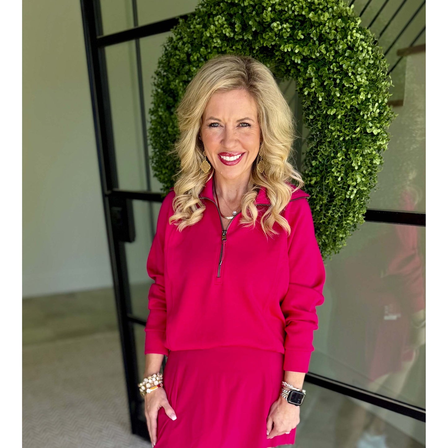 SPANX - SPANX AirEssentials Half Zip Sweatshirt Top 0346 - Fuchsia - SALE