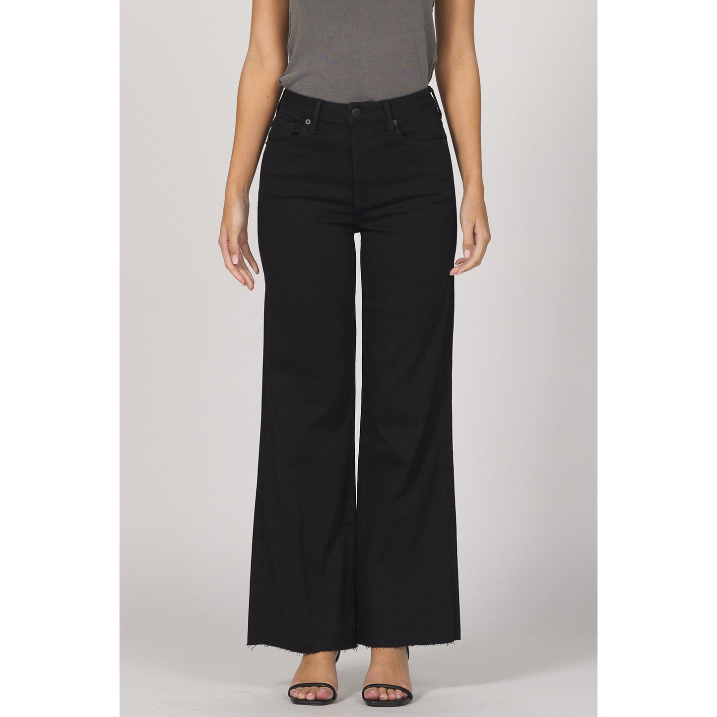 Dear John - High Rise, Wide Leg, Raw Hem, Fiona Jeans 306 - Black Arrow