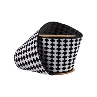 LAR - 4" Wired Ribbon | Glittered Diamonds w/ Black Backing | 10 Yard Roll