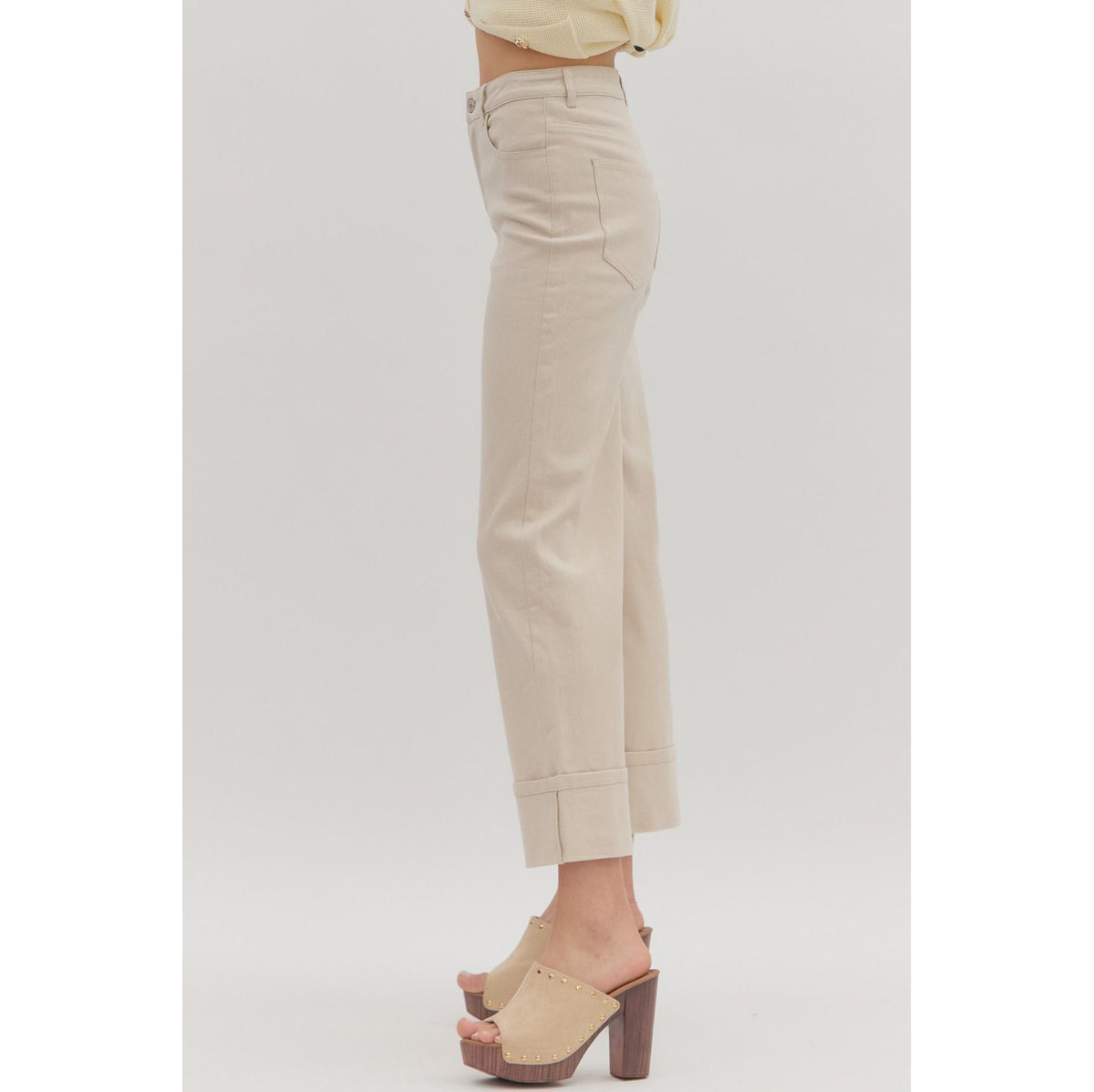ENTRO -  Mid Rise, Ankle Pants 7856 - Sand