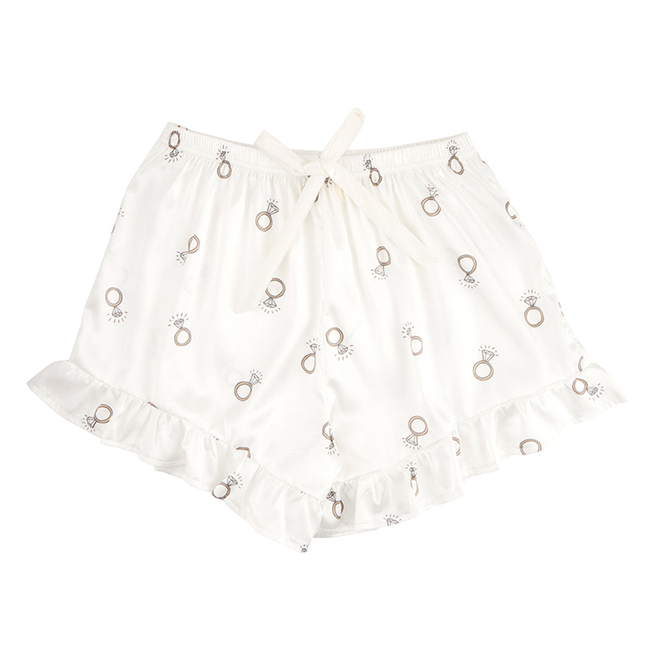 Bella -  Cropped PJ Set + Velvet Ties 0676 - White Rings