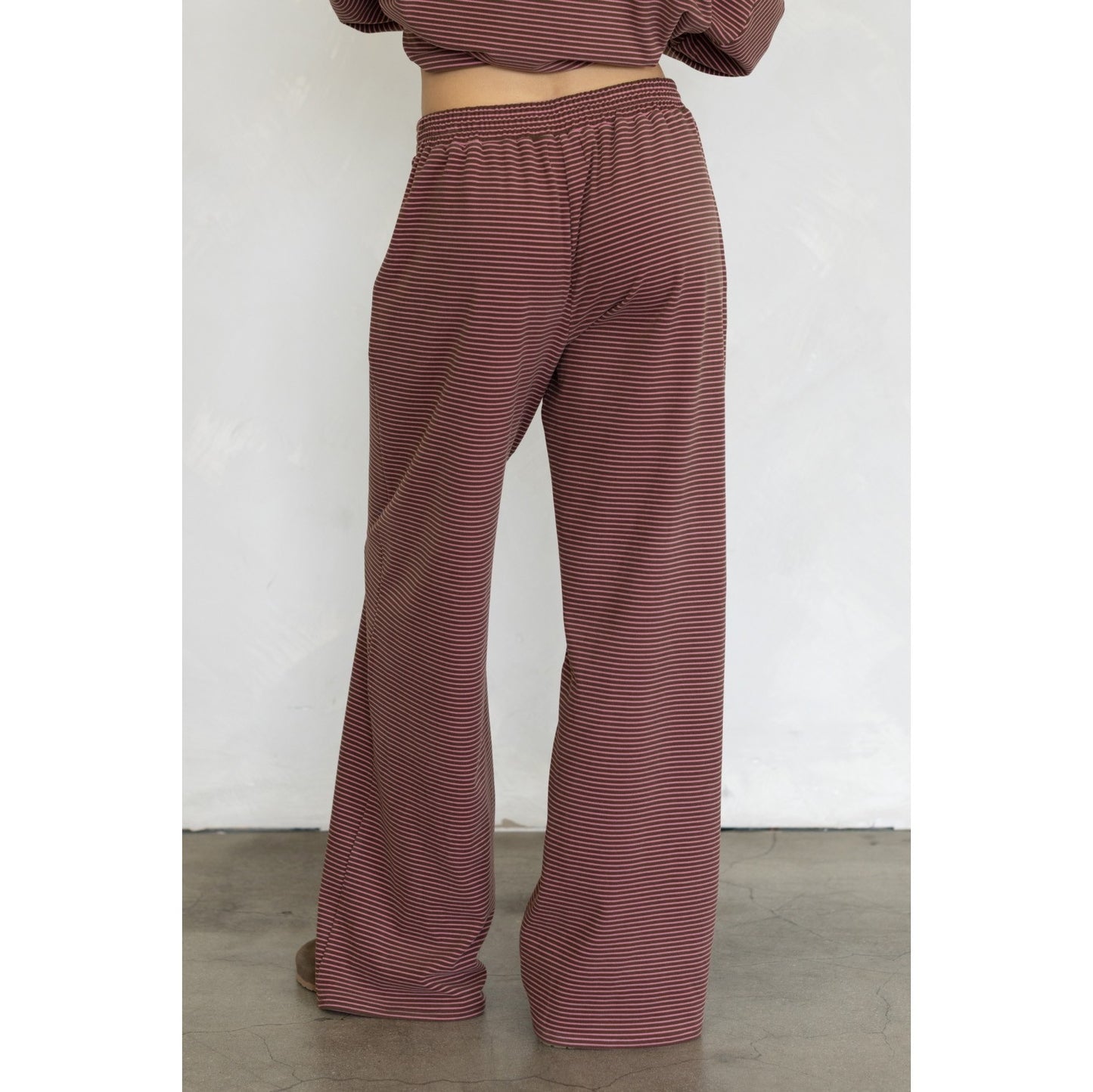 Striped Fleece Top & Levi Pants Set 4182 / 4183 - Brown-Pink