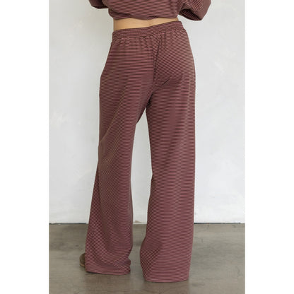 Striped Fleece Top & Levi Pants Set 4182 / 4183 - Brown-Pink