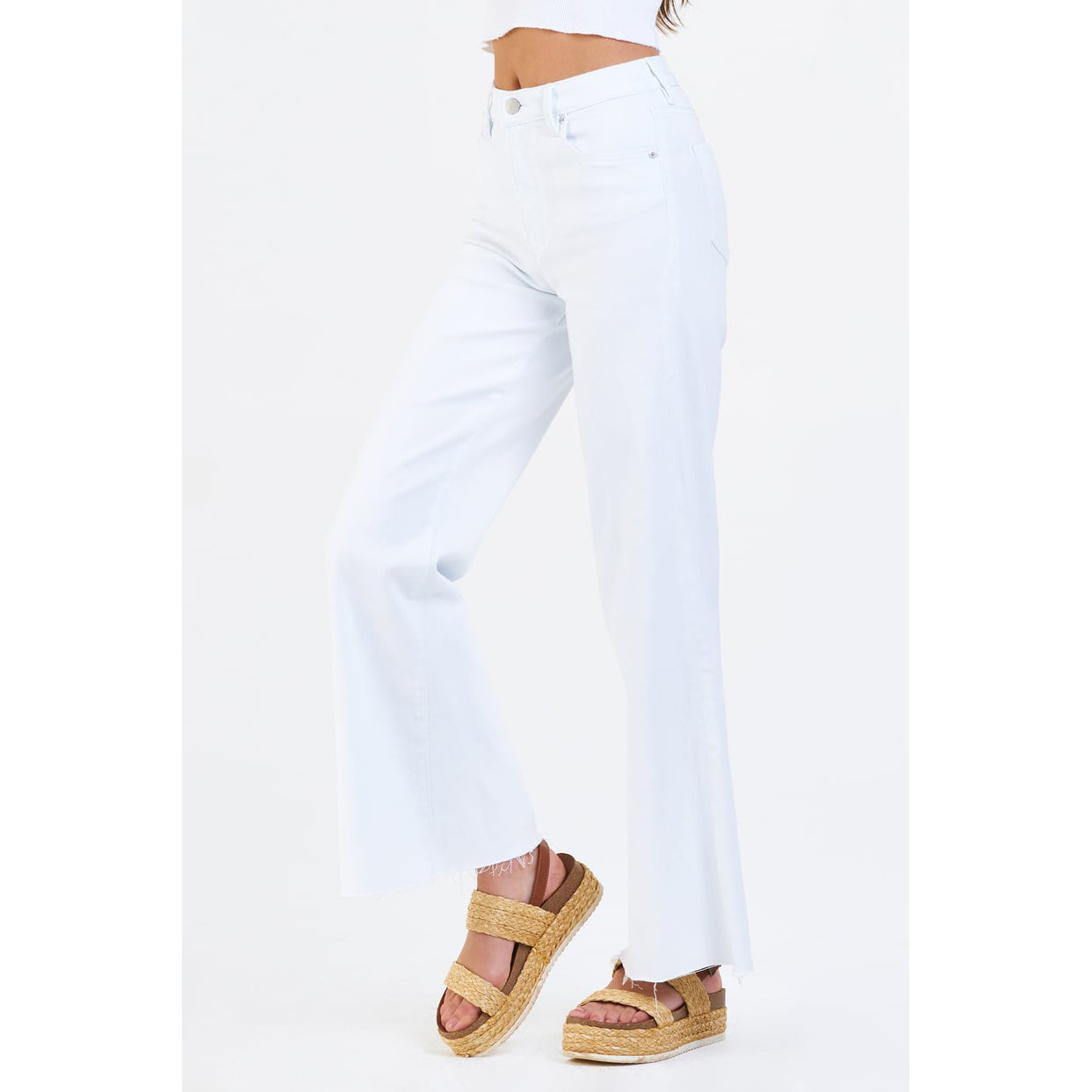 Dear John - High Rise, Wide Leg, Raw Hem, Fiona Jeans 180 - White