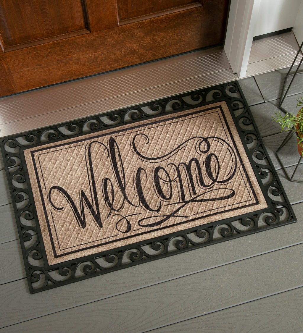 Evergreen - Cutout Scroll Embossed Floor Mat Tray, 36" X 24"