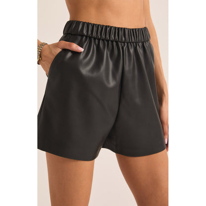 Z Supply - Tia, Faux Leather Shorts 3912 - Black