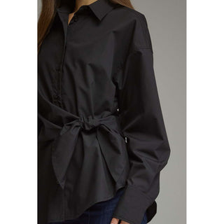 Tie Waist Button-Up Top 2671 – Black