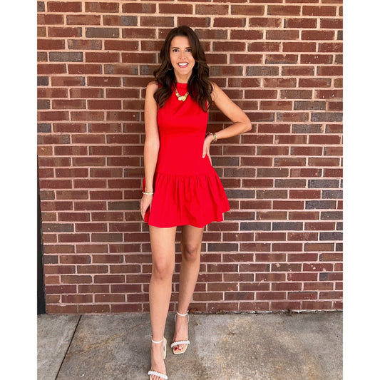 TCEC - Fit and Flare, Dropped Waist, Sleeveless Dress 5536 - Red - SALE was $58.95