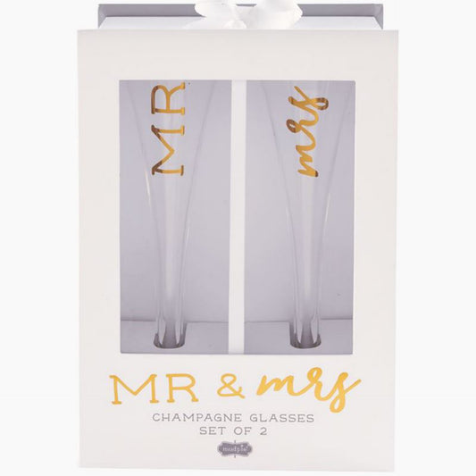 Mr & Mrs Champaign Glasses
