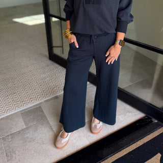 Modal Scuba Luxe V-Neck Top & Pants Set 3192/6409 - Navy