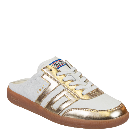 Back 70 - EASTER, Backless Sneakers - Metallic Gold