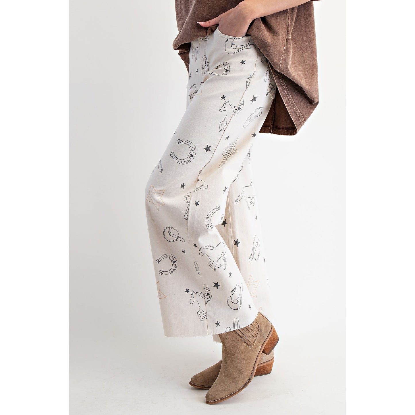 Easel - Western Printed Stretch Twill Pants 6764 - Latte