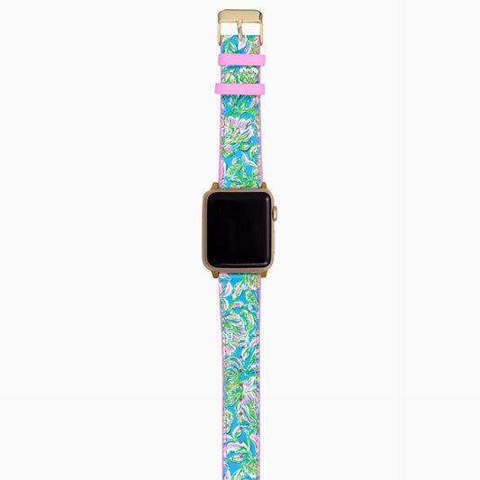 Lilly Pulitzer - Geniune Leather Watch Band - Sized To Fit 38mm, 40mm, 42mm, & 44mm SmartWatches, Compatible with Apple Watch Series 1-6 and Se