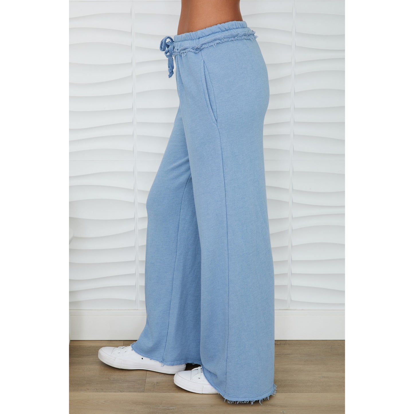 Milio Milano Raw Edge Wide Leg Sweatpants – Denim Blue