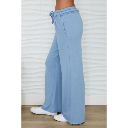 Milio Milano Raw Edge Wide Leg Sweatpants – Denim Blue
