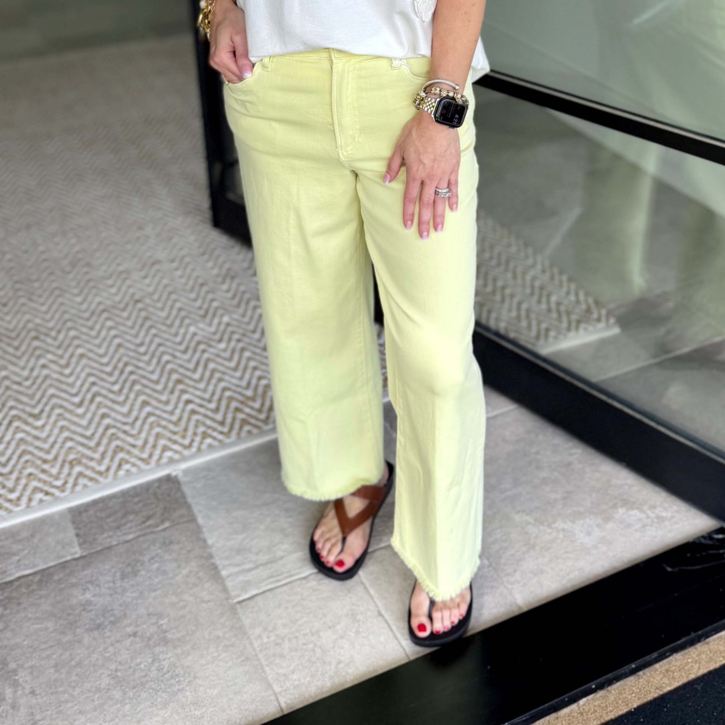Dear John - High Rise, Cropped, Straight Leg, Raw Hem, Holly Jeans 425 - Wax Yellow