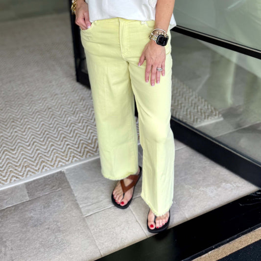 Dear John - High Rise, Cropped, Straight Leg, Raw Hem, Holly Jeans 425 - Wax Yellow