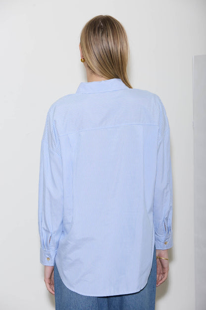 BP - Striped, Long Sleeve Collared, Shirt Top 2118 - Blue